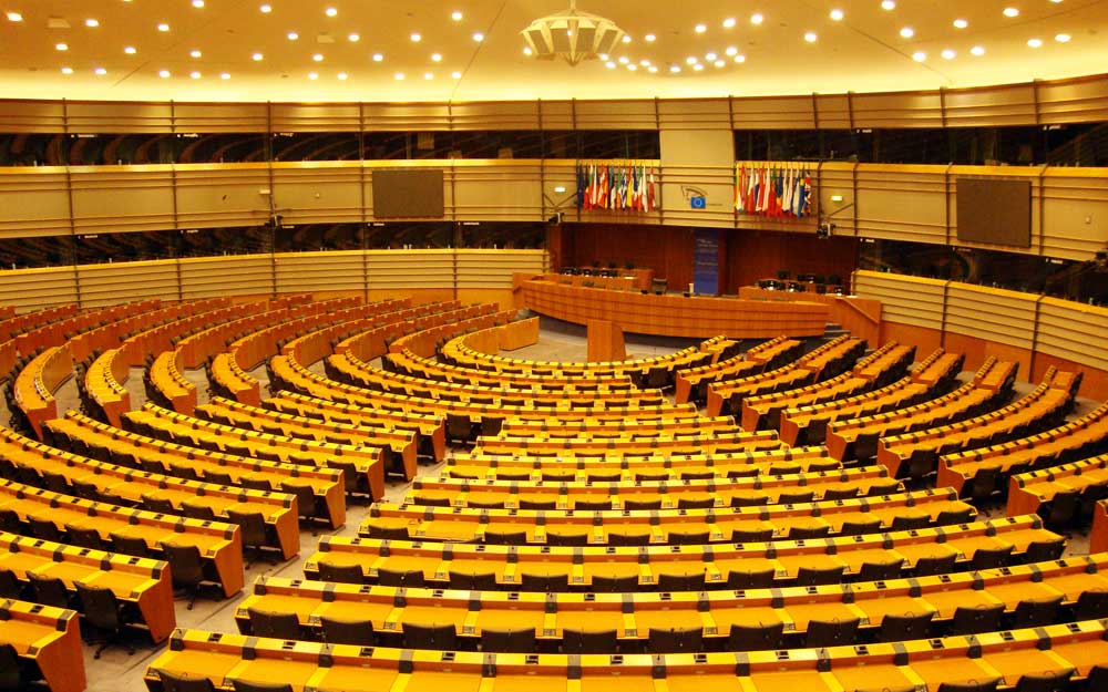De grote zaal in het Europees Parlementsgebouw maakte veel indruk